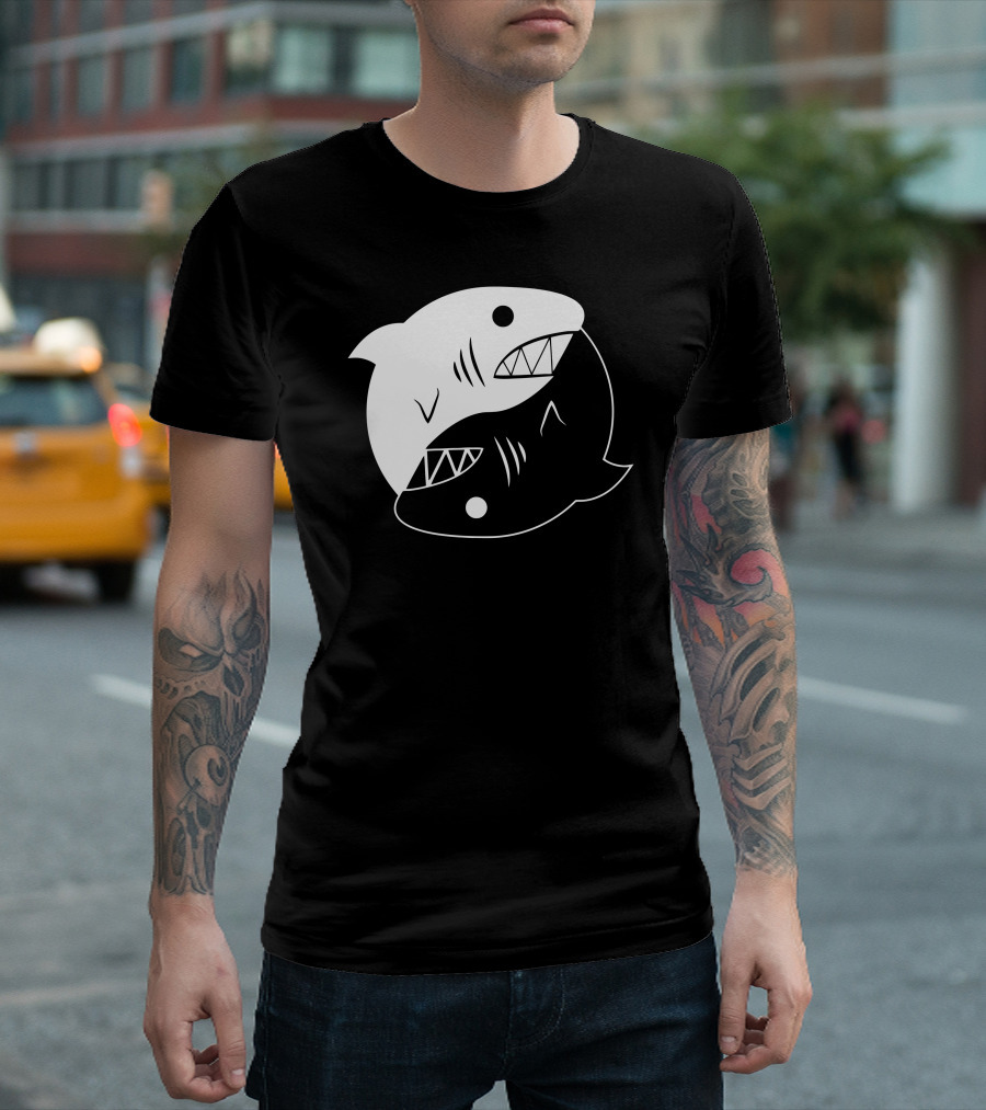 Yin Yang Shark Symbol Balanced Duality T-Shirt