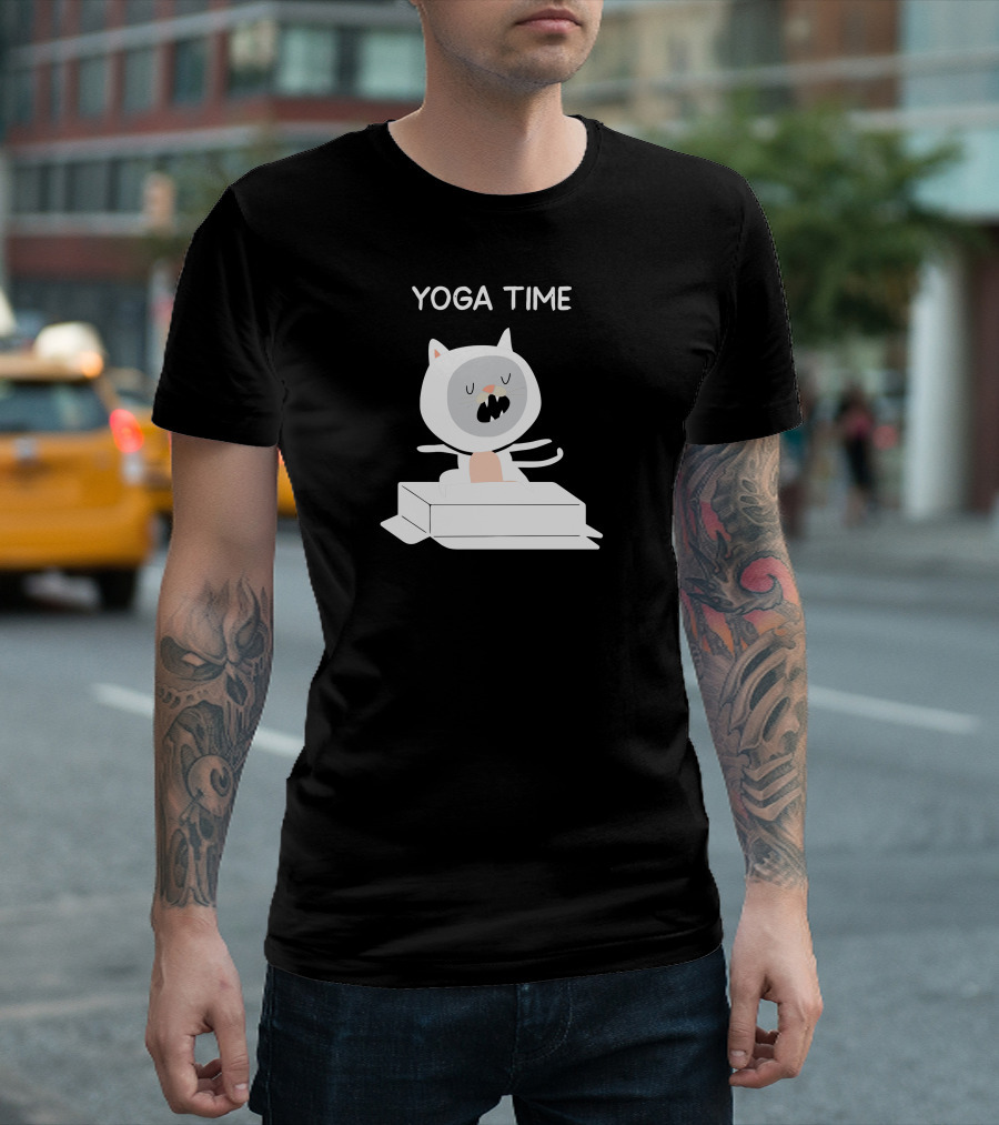 Yoga Time Cat On Mat T-Shirt