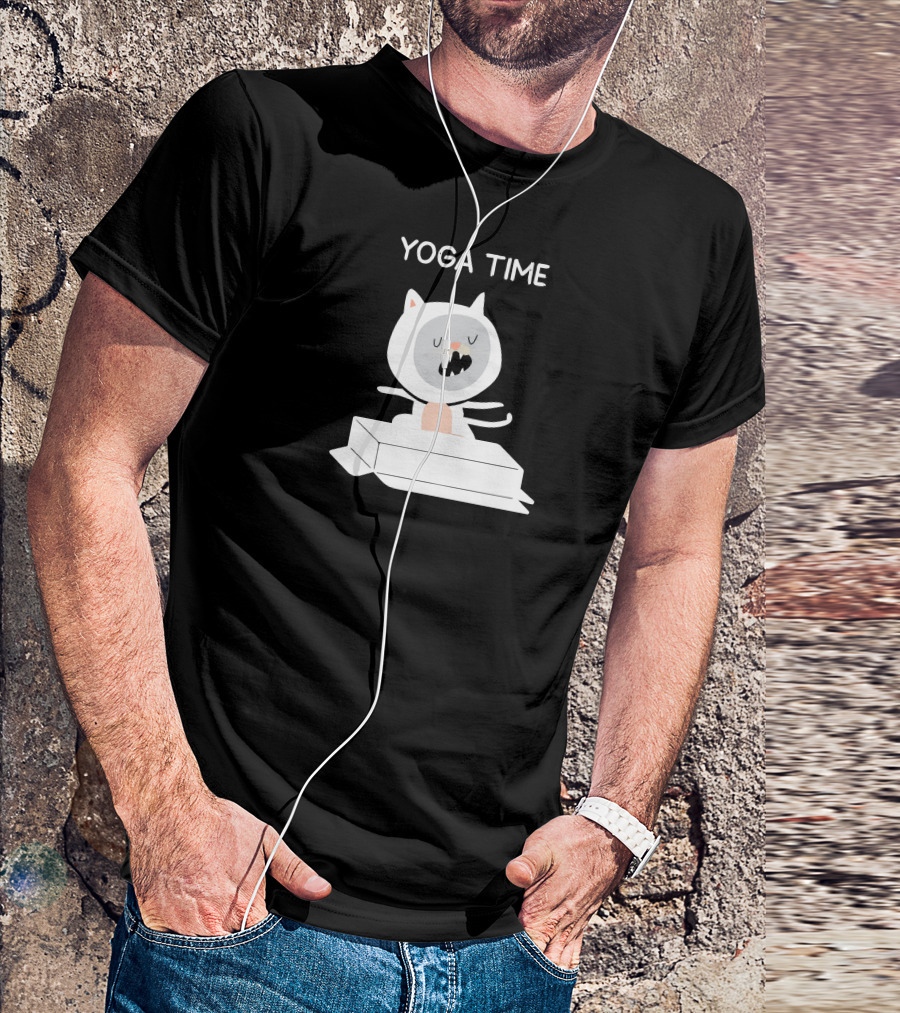 Yoga Time Cat On Mat T-Shirt
