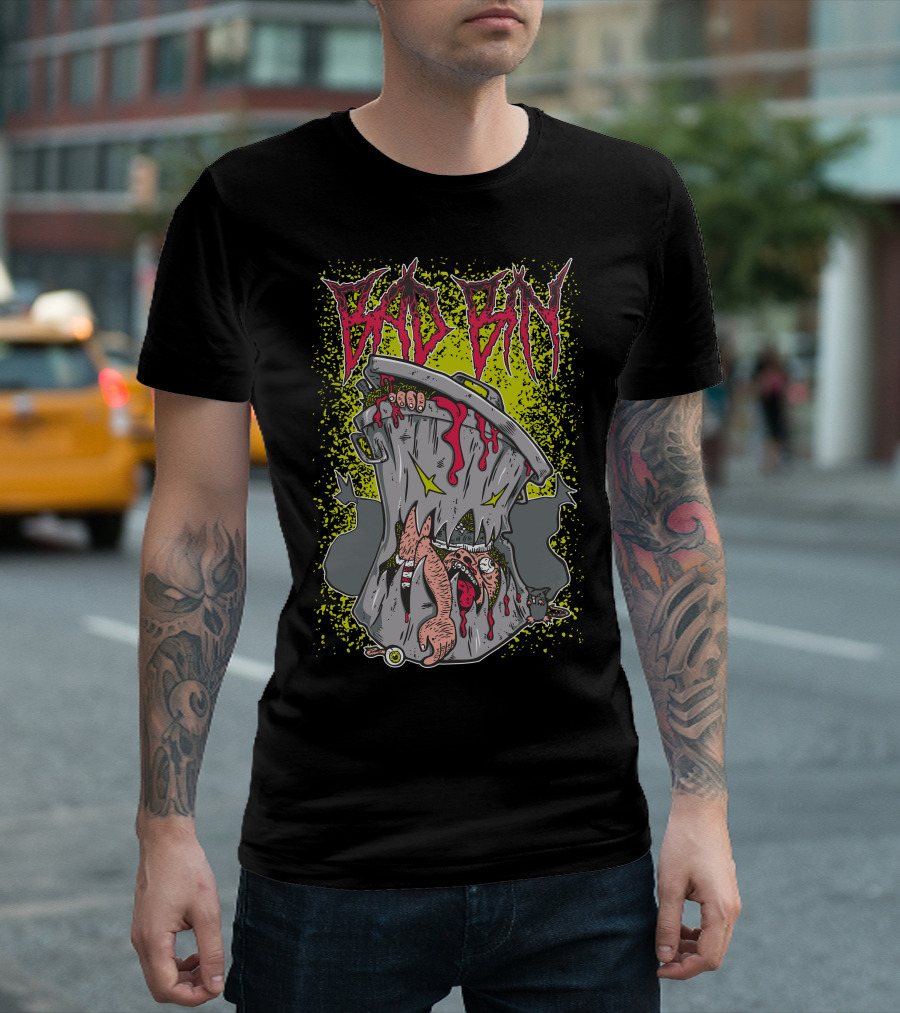 Bad Bin Zombie Trash Can Horror Monster Creation T-Shirt
