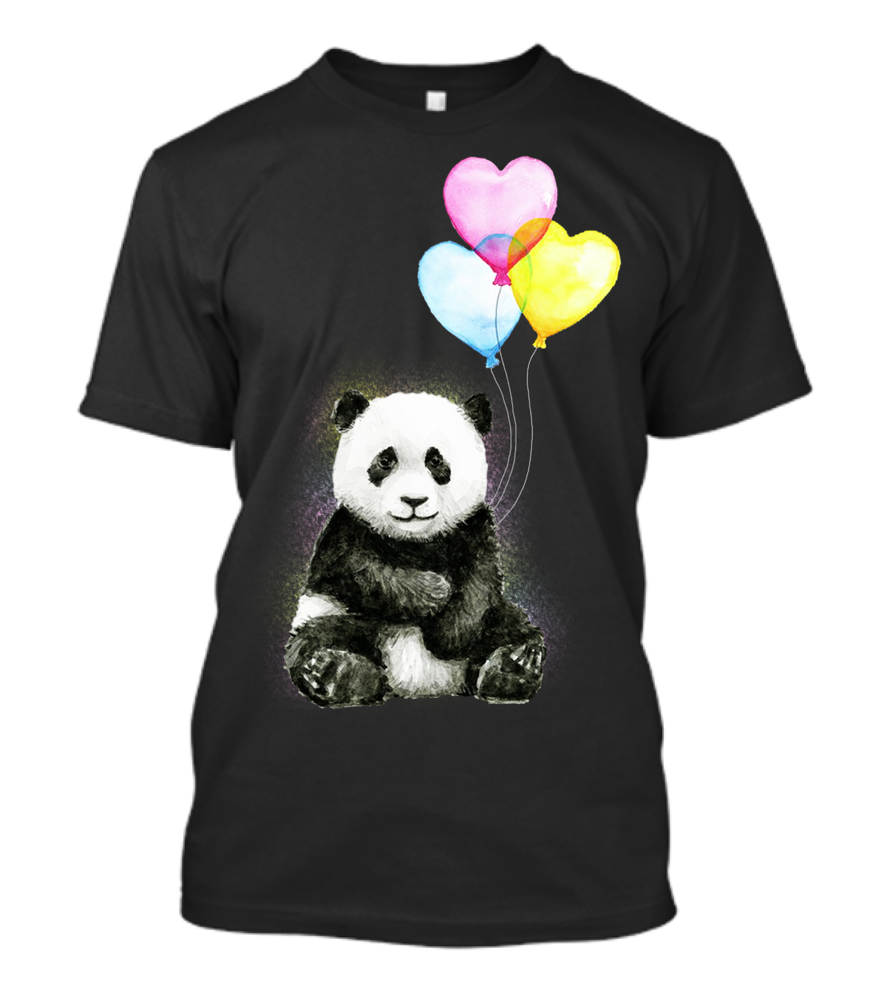 Baby Panda With Colorful Heart Balloons T-Shirt