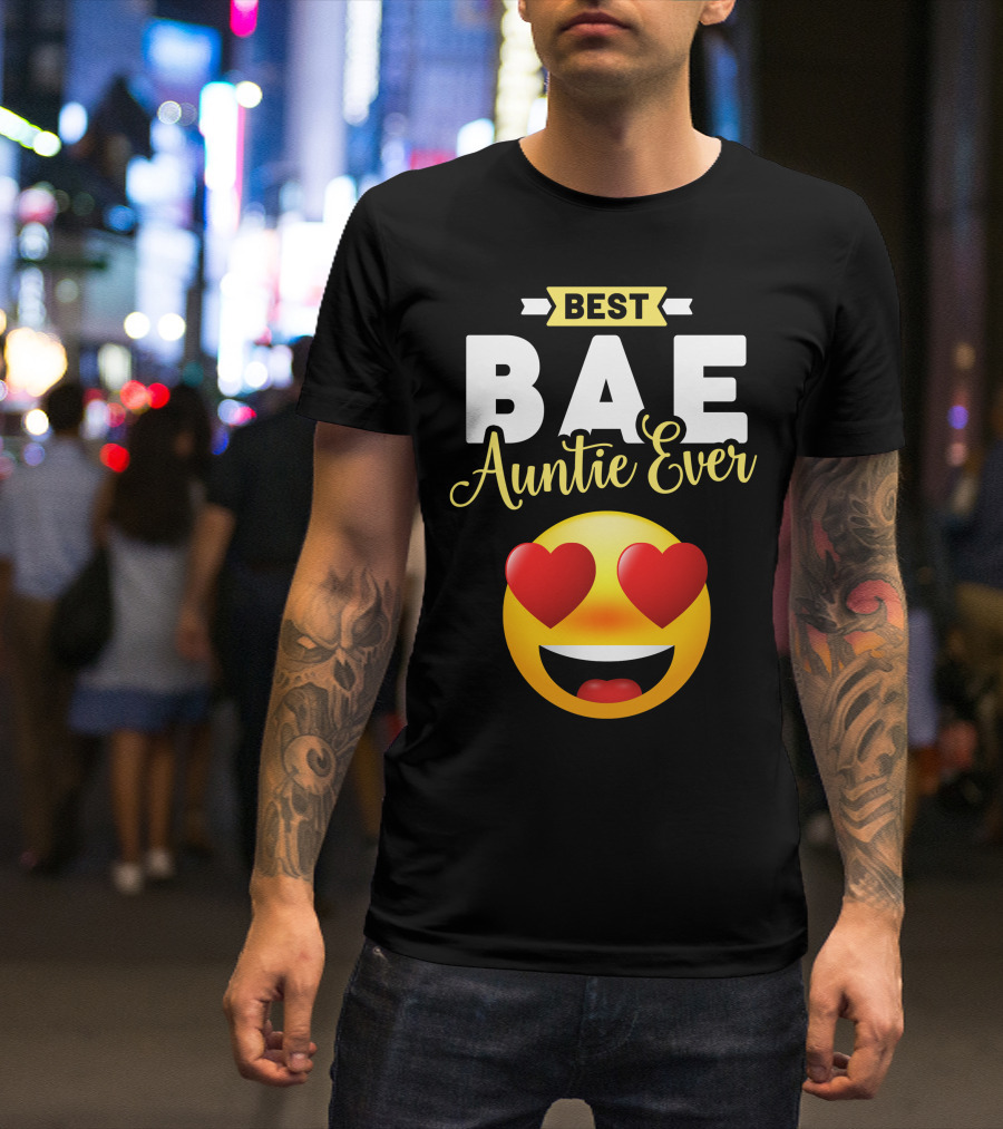 BEST BAE Auntie Ever Heart Emoji T-Shirt
