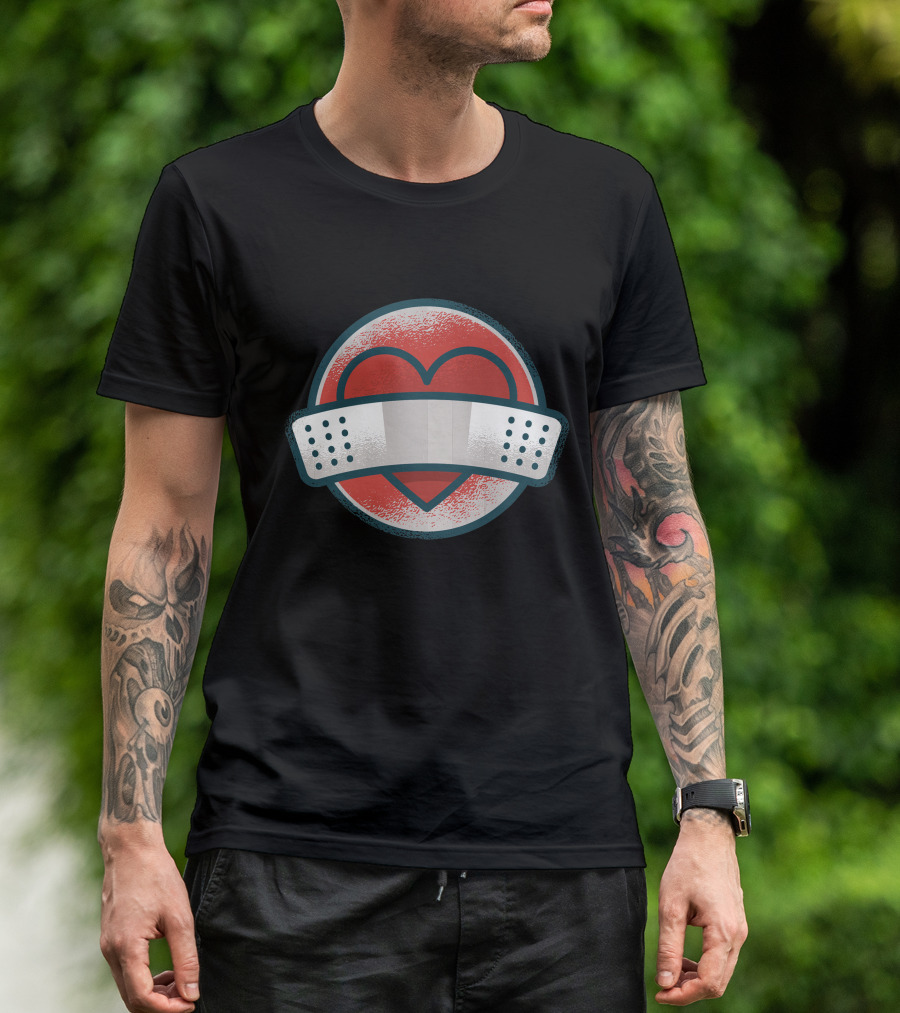 Heart Wrapped In Band Aid Circle T-Shirt