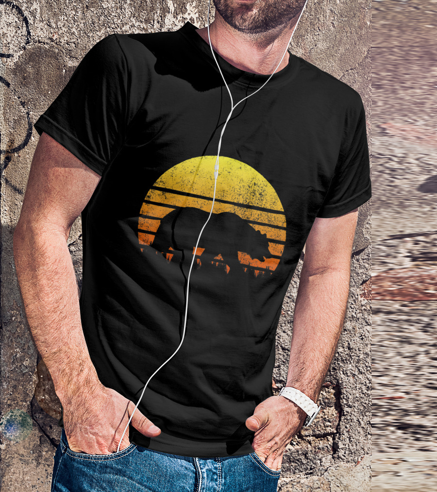 Bear Adventure Sunset Silhouette Retro T-Shirt