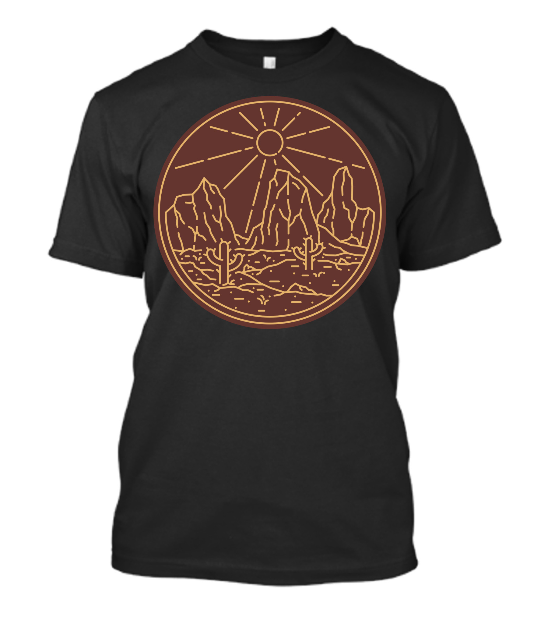 Beauty Desert Sun And Cacti In Mountain Landscape T-Shirt