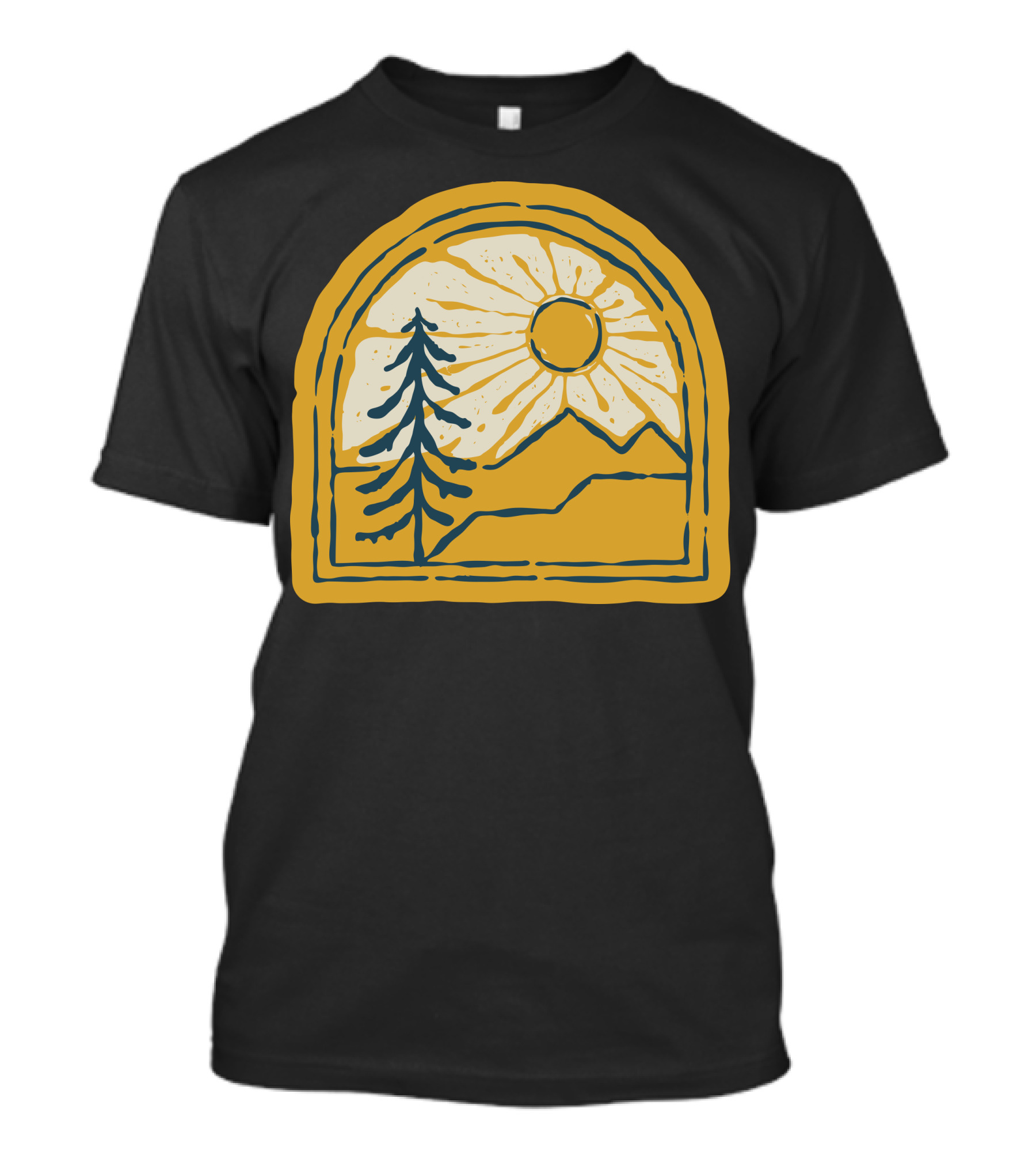 Beauty Nature Sun And Mountain Landscape With Tree T-Shirt