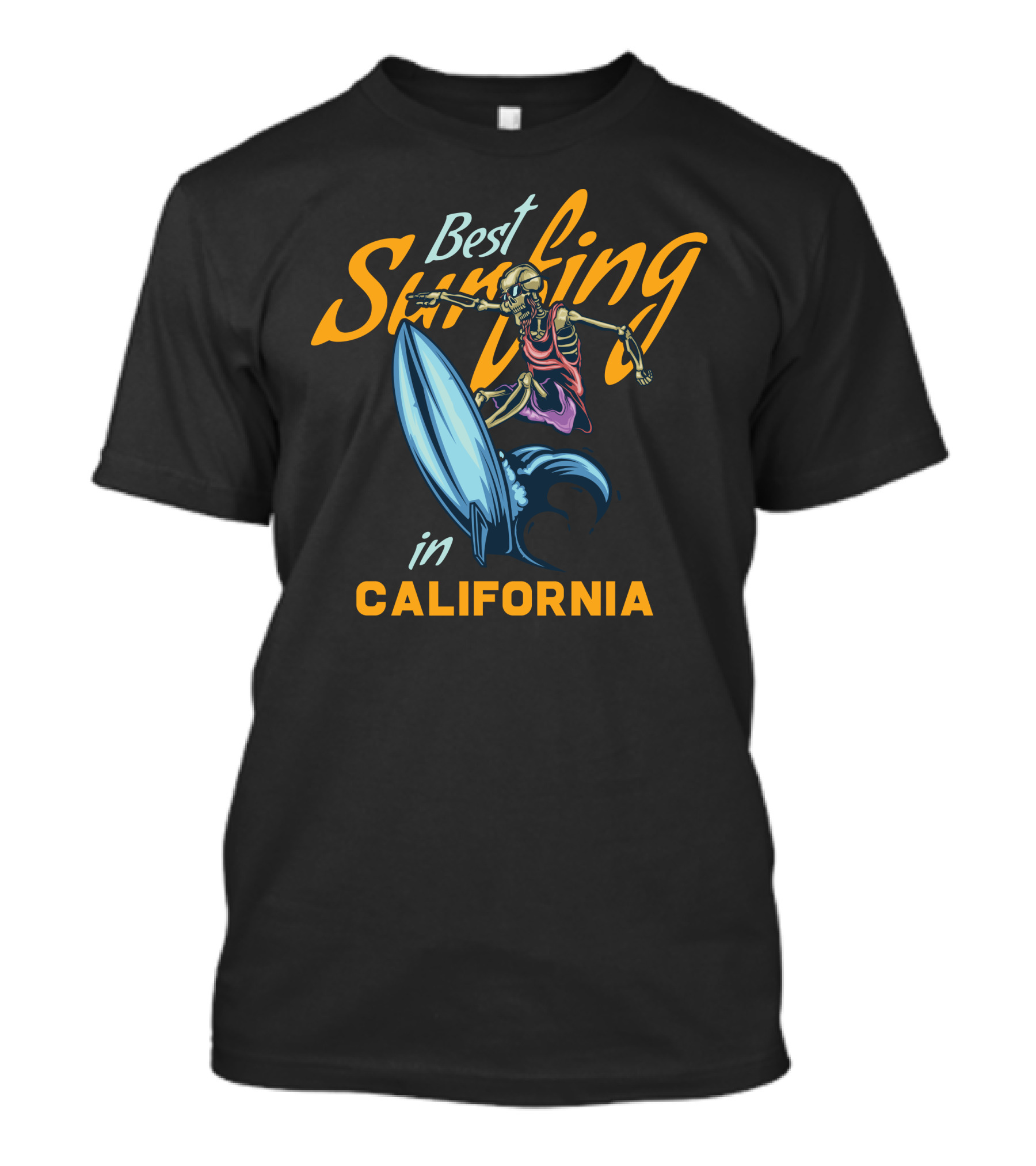 Best Surfing In California Skeleton Surfer T-Shirt
