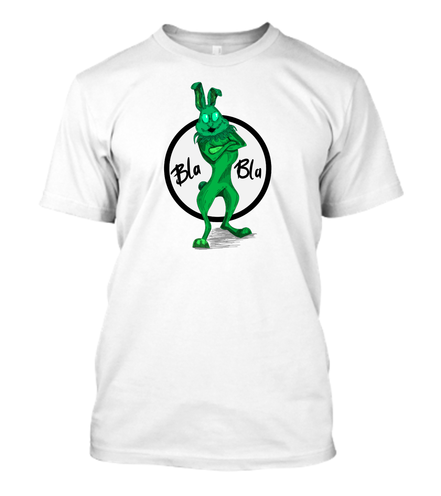 Bla Bla Green Rabbit Crossed Arms Happy Face T-Shirt