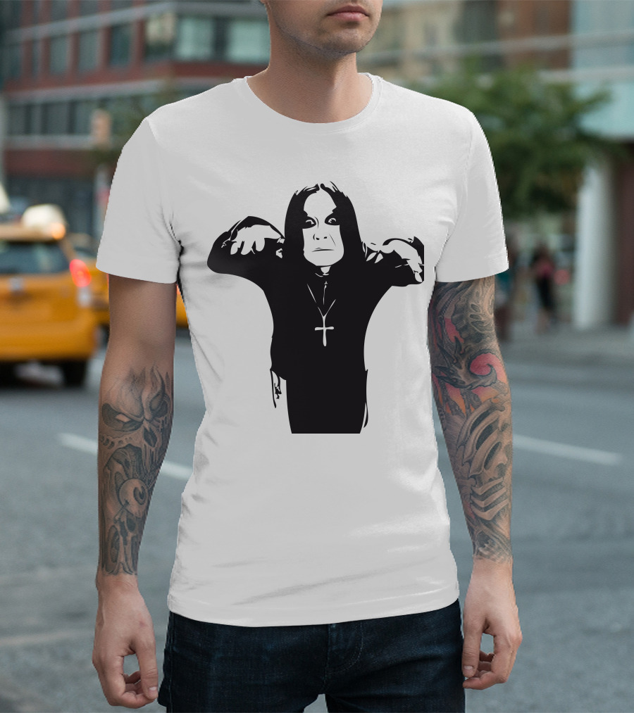 ACWct5IF7m Cross Necklace Shadow Figure T-Shirt
