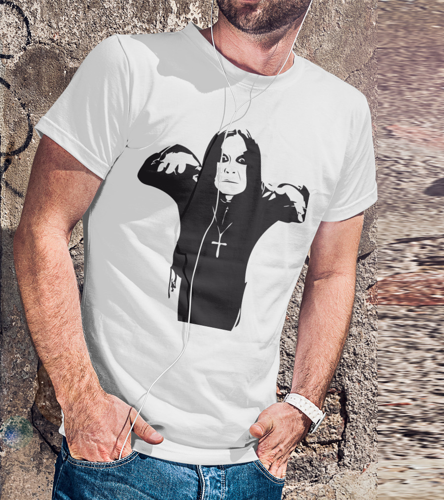 ACWct5IF7m Cross Necklace Shadow Figure T-Shirt