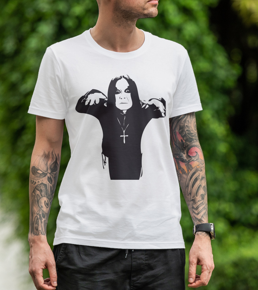 ACWct5IF7m Cross Necklace Shadow Figure T-Shirt