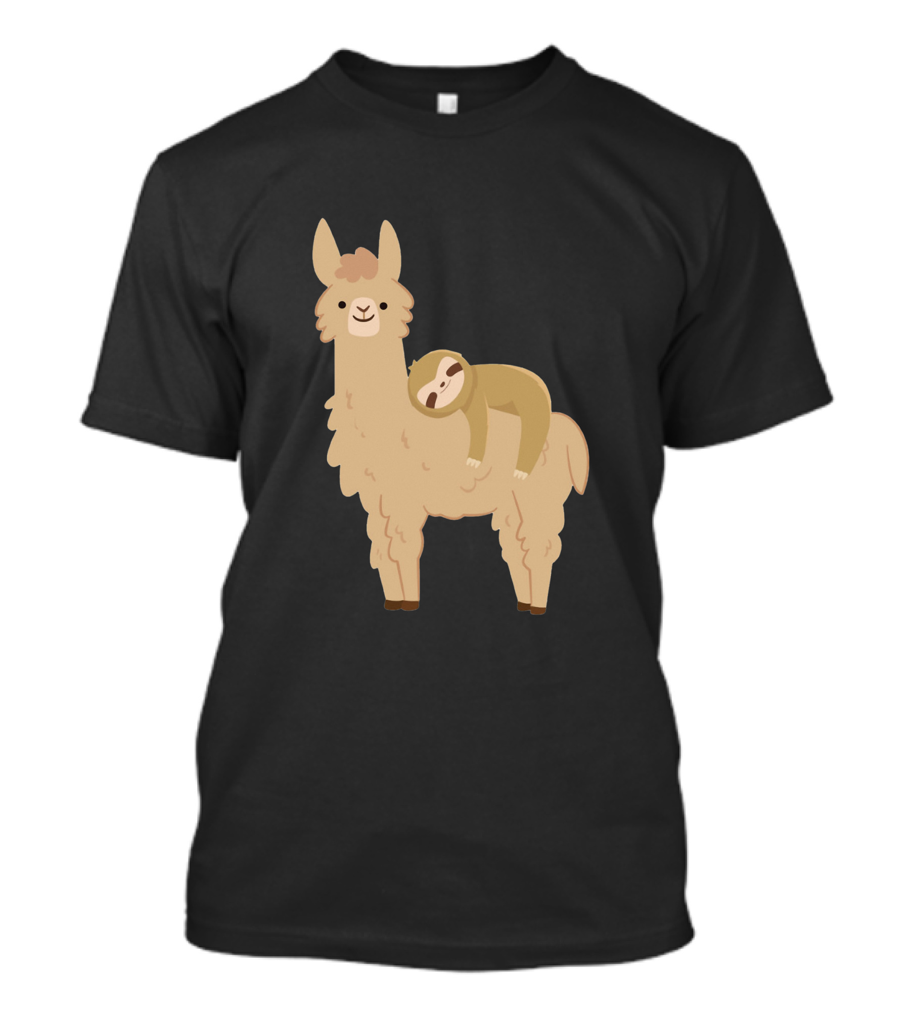 Adorable Sloth Relaxing On Cute Llama T-Shirt