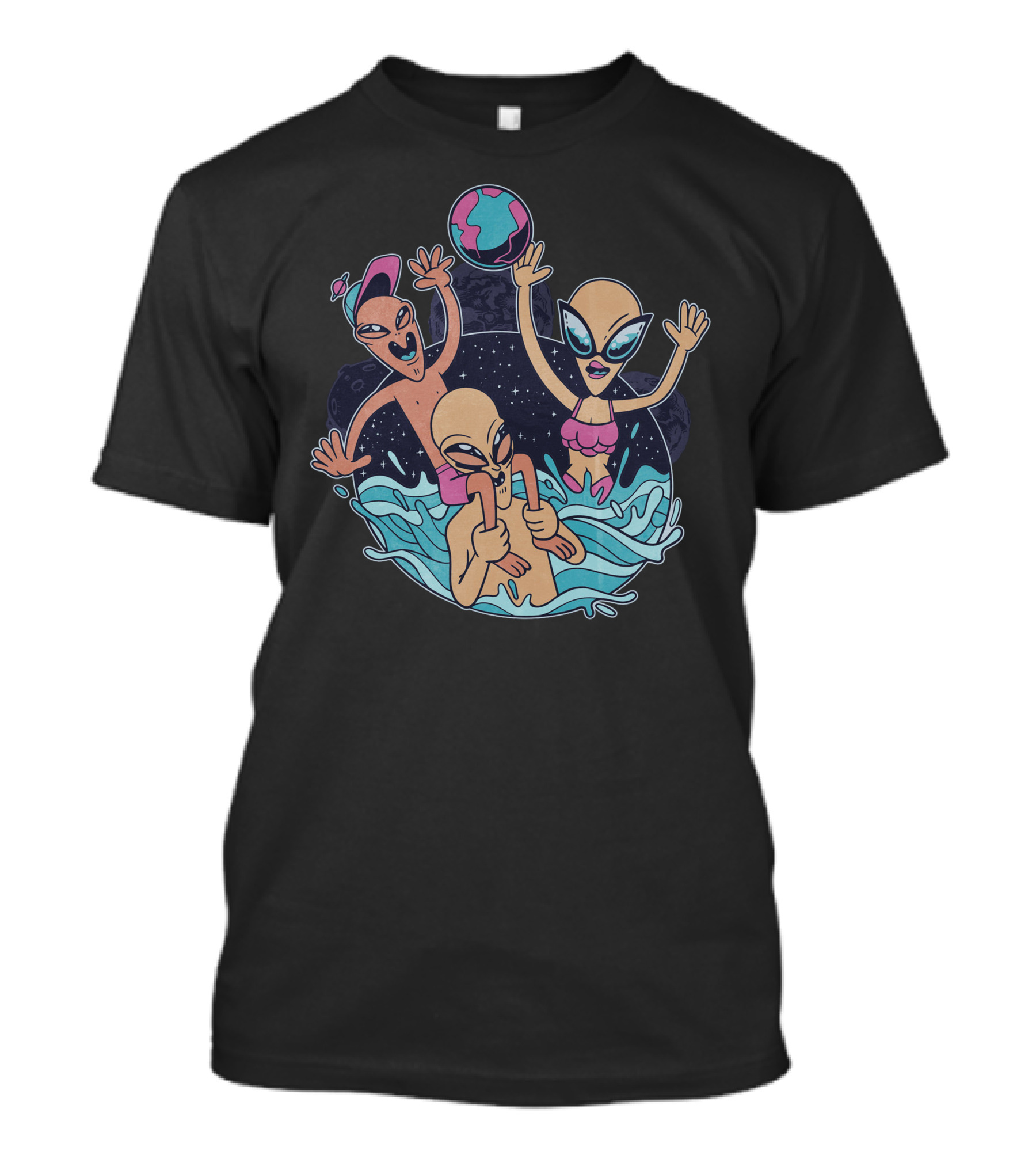 Alien Pool Party Water Fun Extraterrestrial Gathering T-Shirt