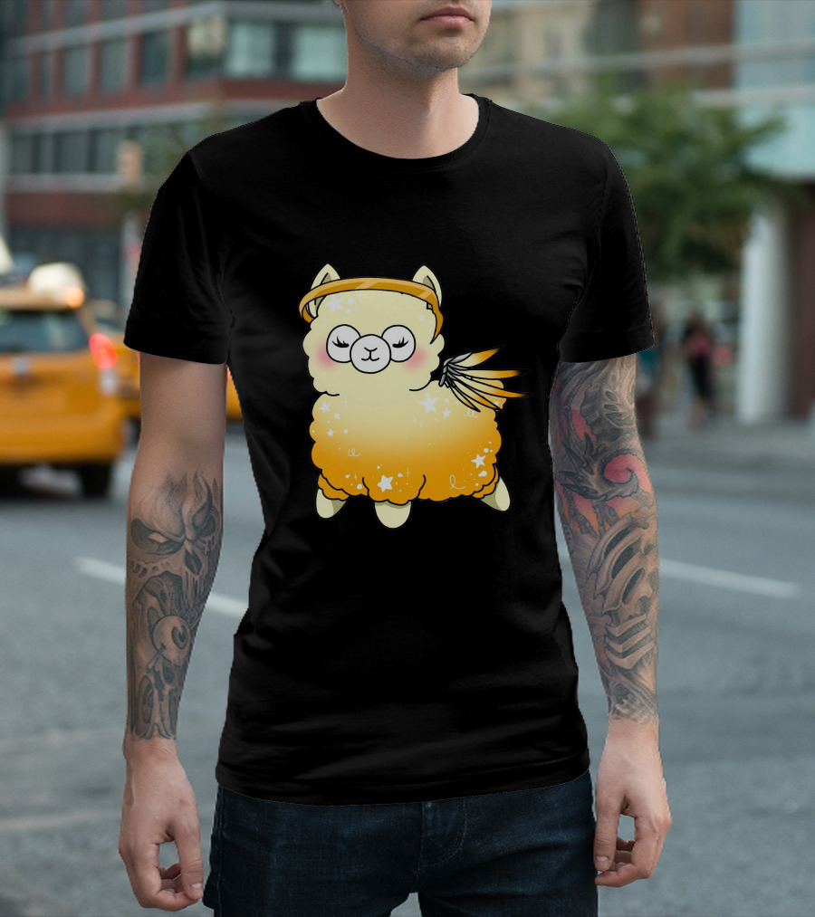 Alpaca Mercy Angel Halo Wings Stars T-Shirt