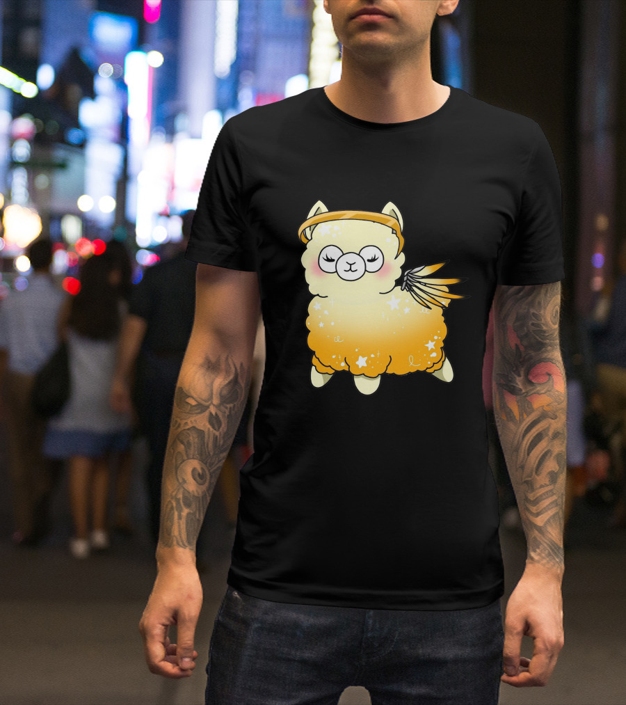 Alpaca Mercy Angel Halo Wings Stars T-Shirt