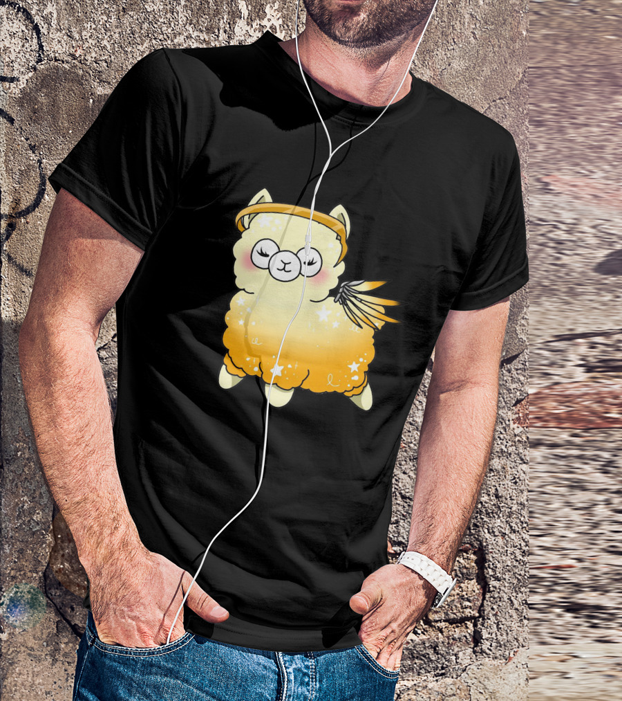 Alpaca Mercy Angel Halo Wings Stars T-Shirt