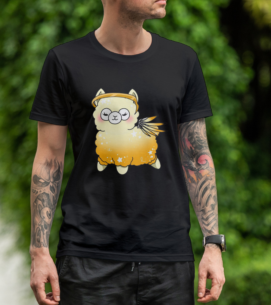 Alpaca Mercy Angel Halo Wings Stars T-Shirt