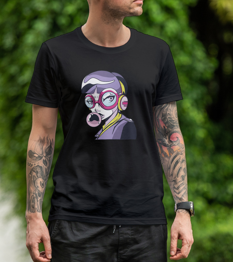 Anime Girl With Glasses And Headphones Bubblegum T-Shirt