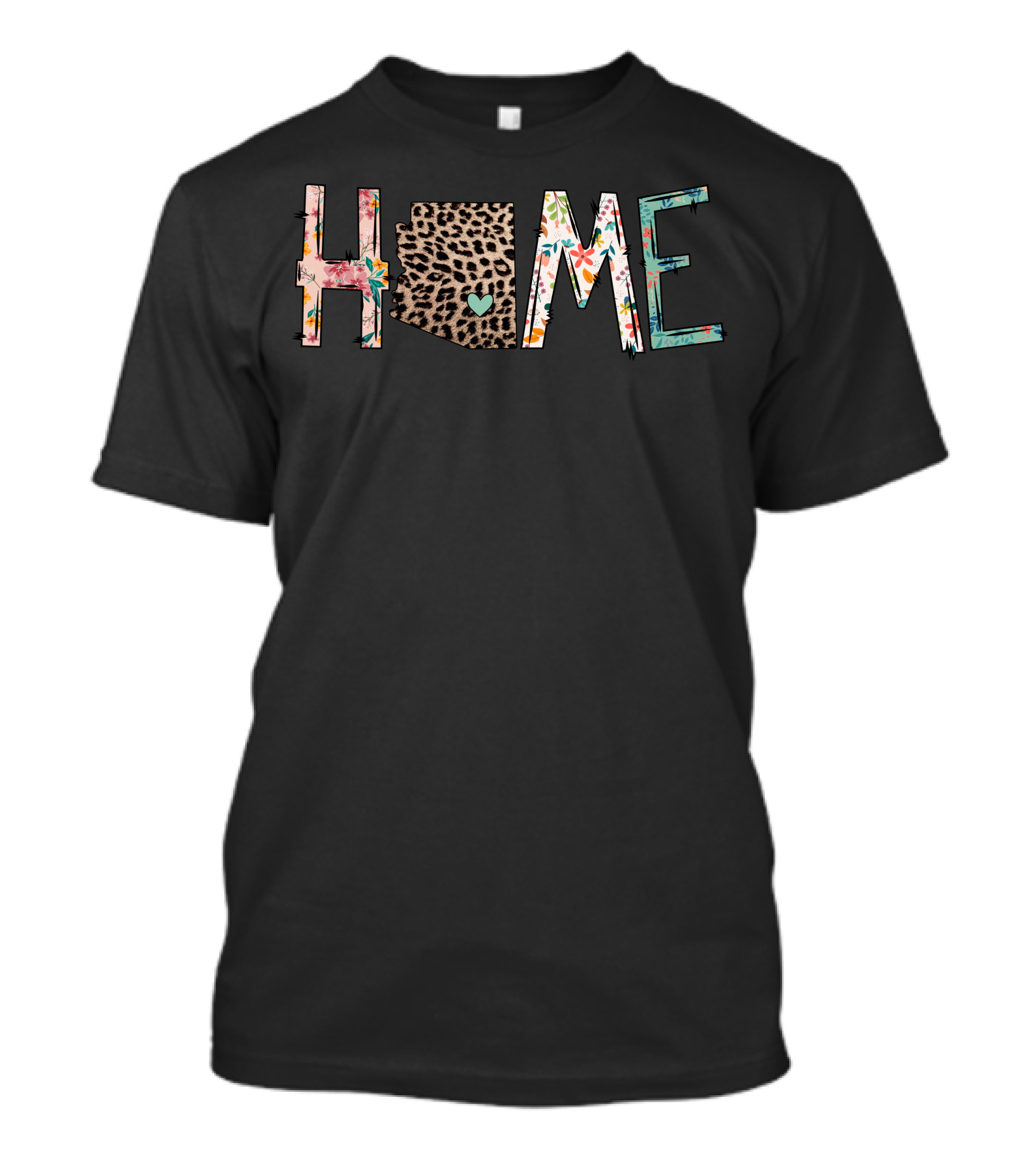Arizona Leopard Floral Heart Home T-Shirt