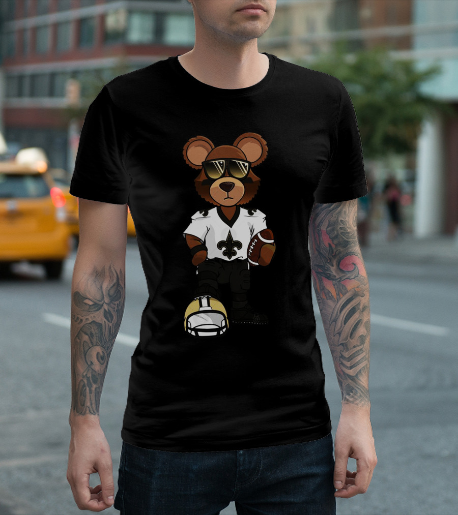 Awesome Nola Bear Football Fleur-de-Lis Jersey T-Shirt
