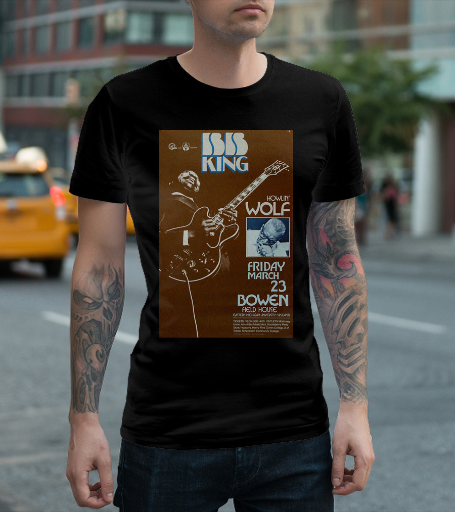 BB King Howlin' Wolf Friday March 23 Bowen Field House Concert T-Shirt