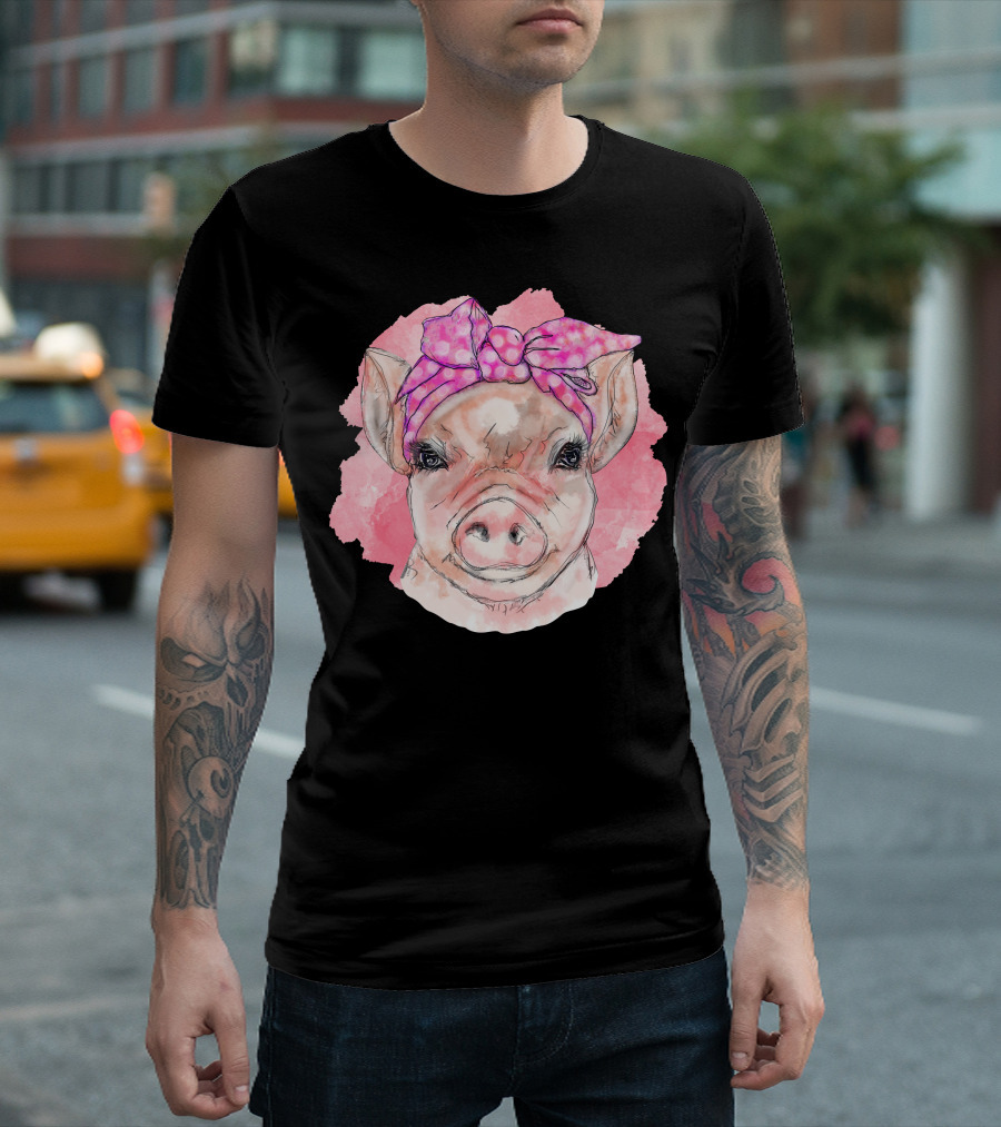 Pink Bandana Pig T-Shirt
