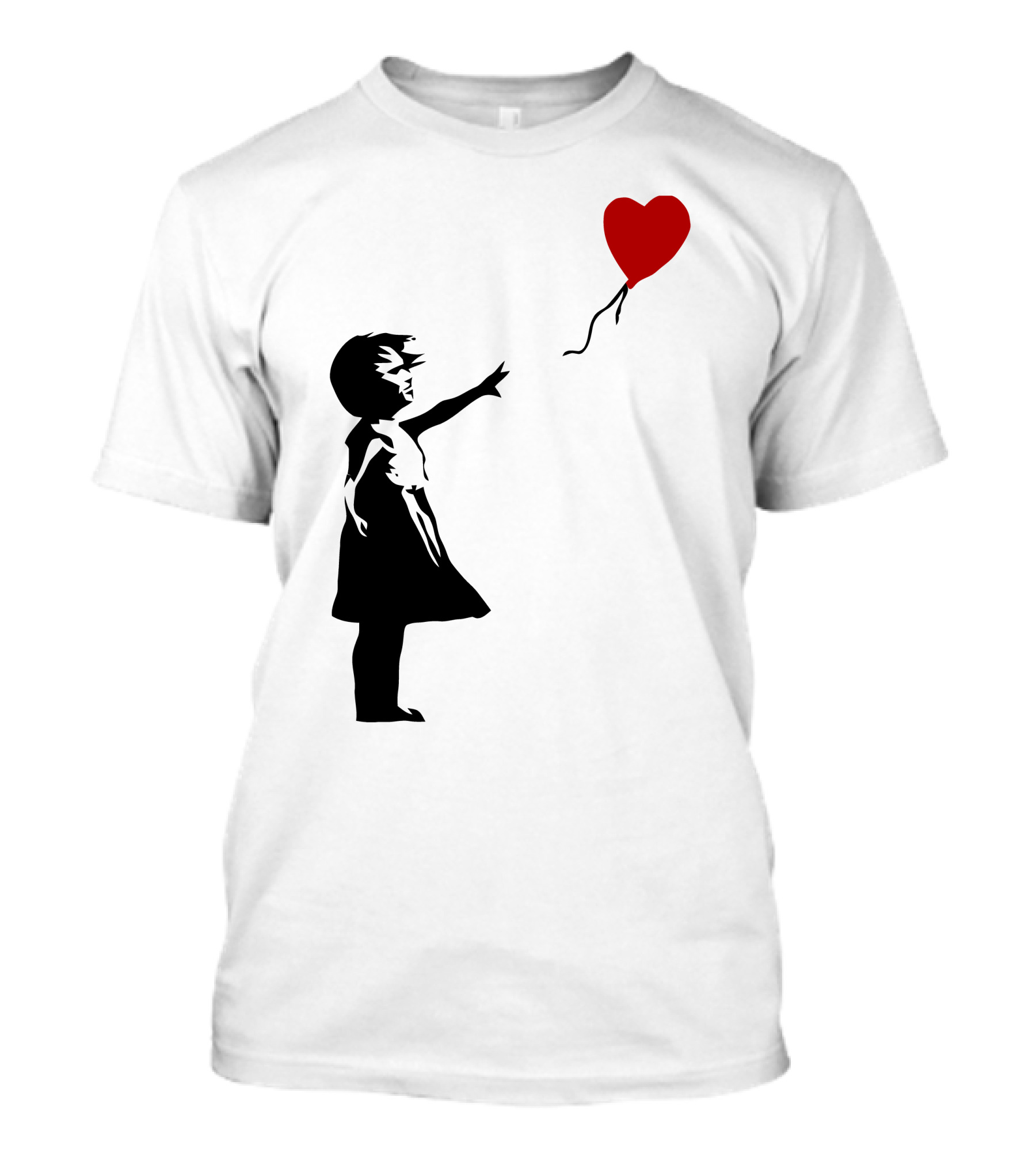 Banksy Girl Reaching For Red Heart Balloon T-Shirt