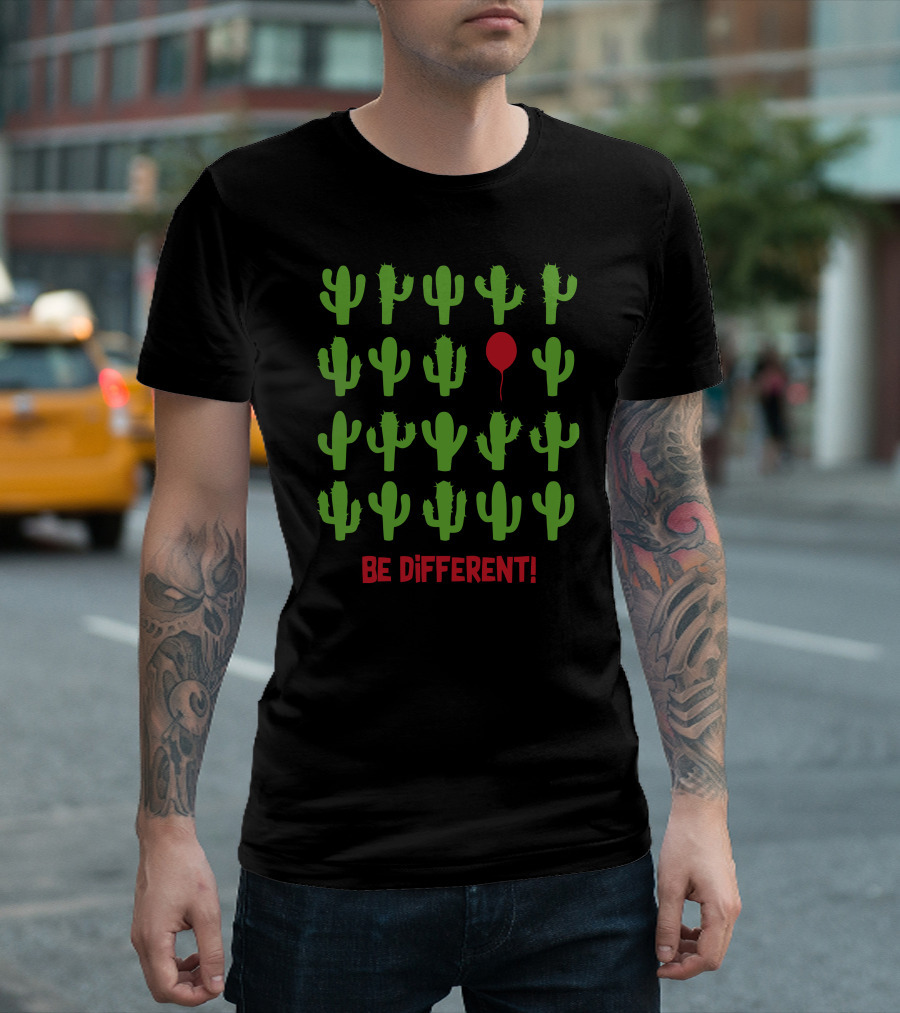 Be Different Cactus and Red Balloon T-Shirt