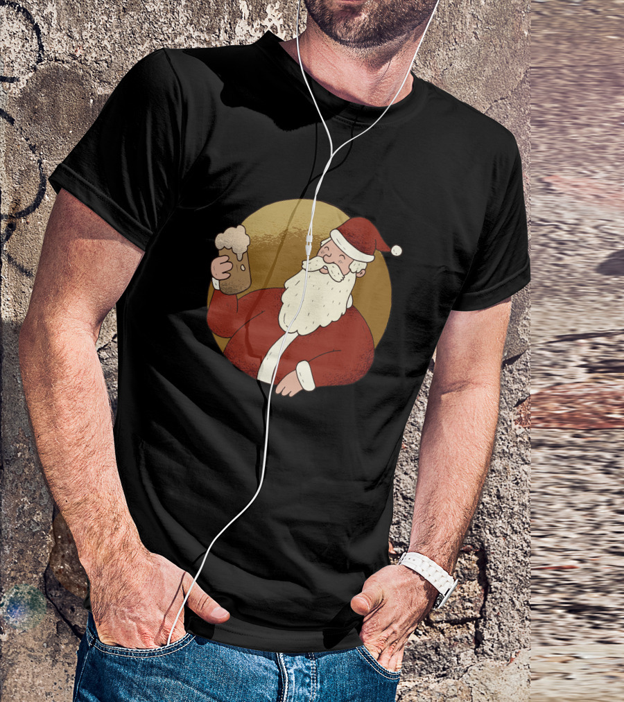 Santa Claus Cheers With Beer Mug T-Shirt