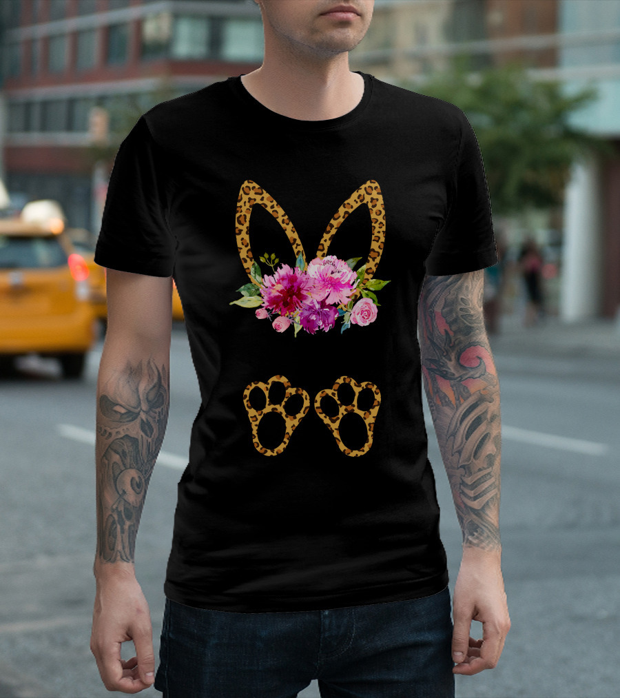 Gigi Leopard Bunny Ears Floral Paws T-Shirt