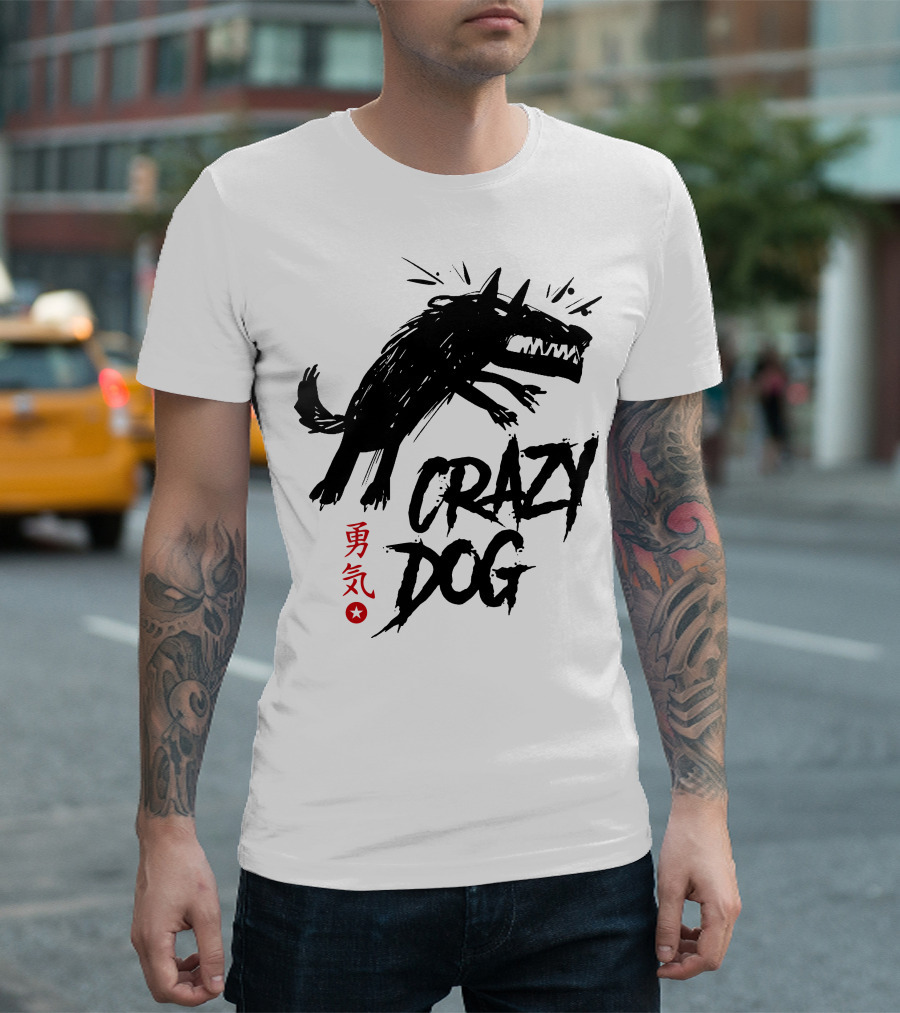 CRAZY DOG Mad Courage Kanji Star Energetic Attack T-Shirt