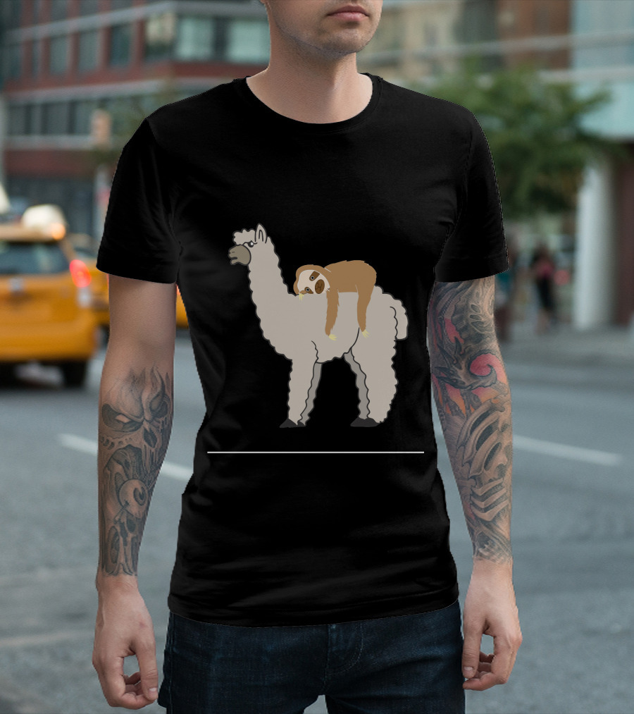 Cute Funny Sleepy Sloth Llama Nap Duo T-Shirt