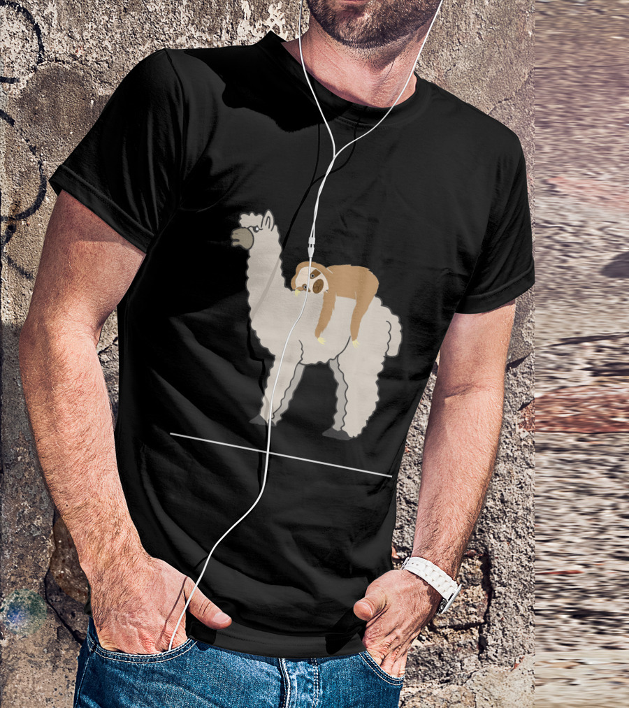 Cute Funny Sleepy Sloth Llama Nap Duo T-Shirt