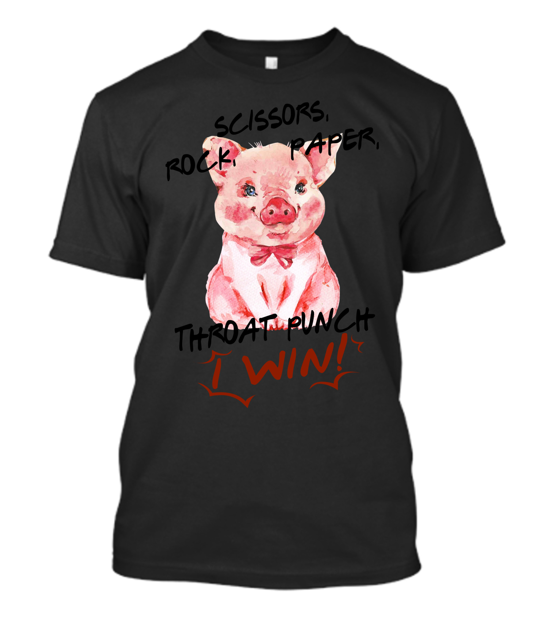 Cute Pig Scissors Rock Paper Throat Punch I Win T-Shirt