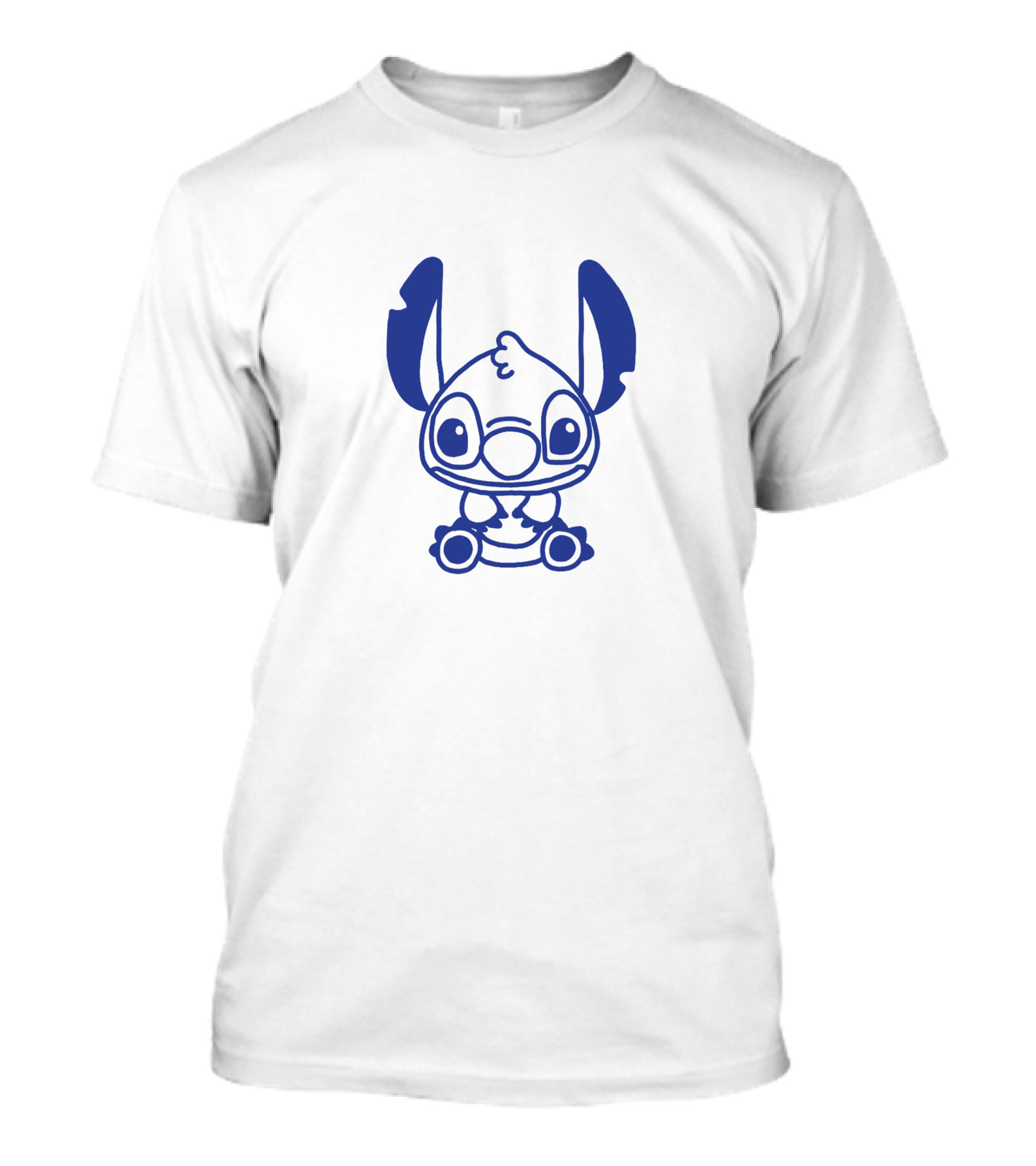 Cute Stitch Minimalistic Blue Line T-Shirt