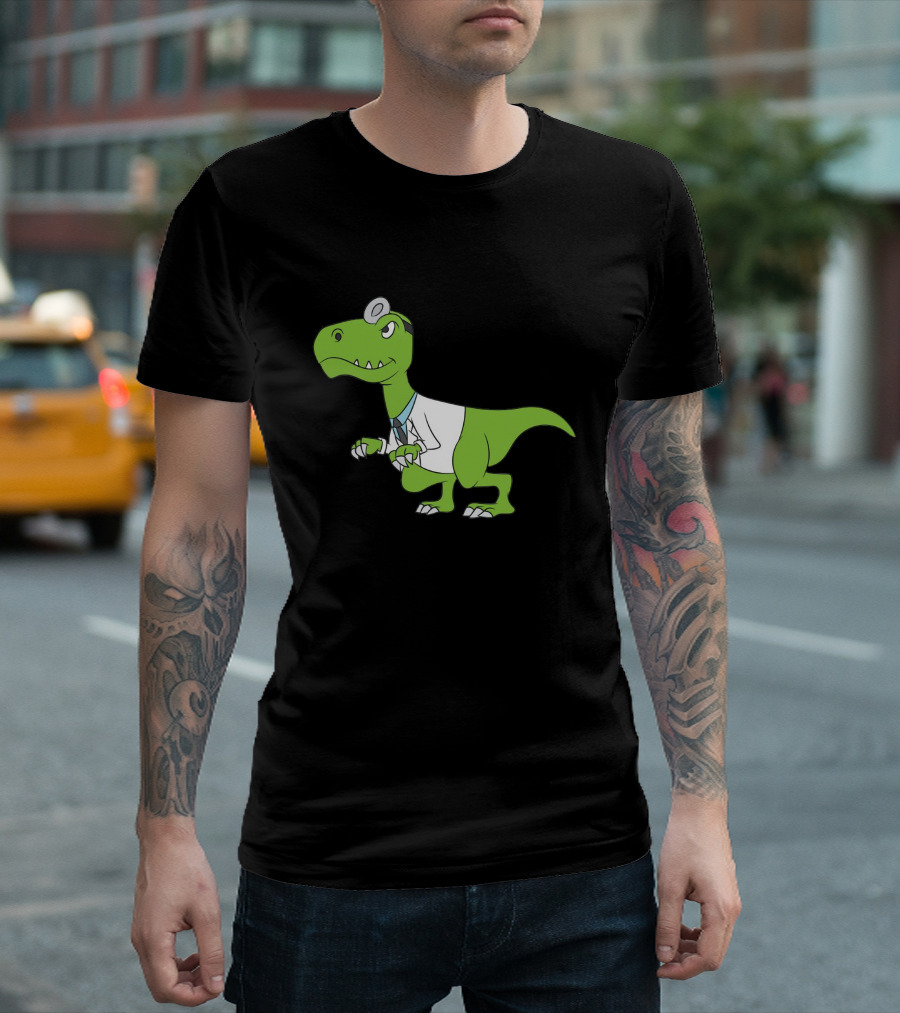 Dental Assistant Dinosaur with Doctor Attire T-Shirt
