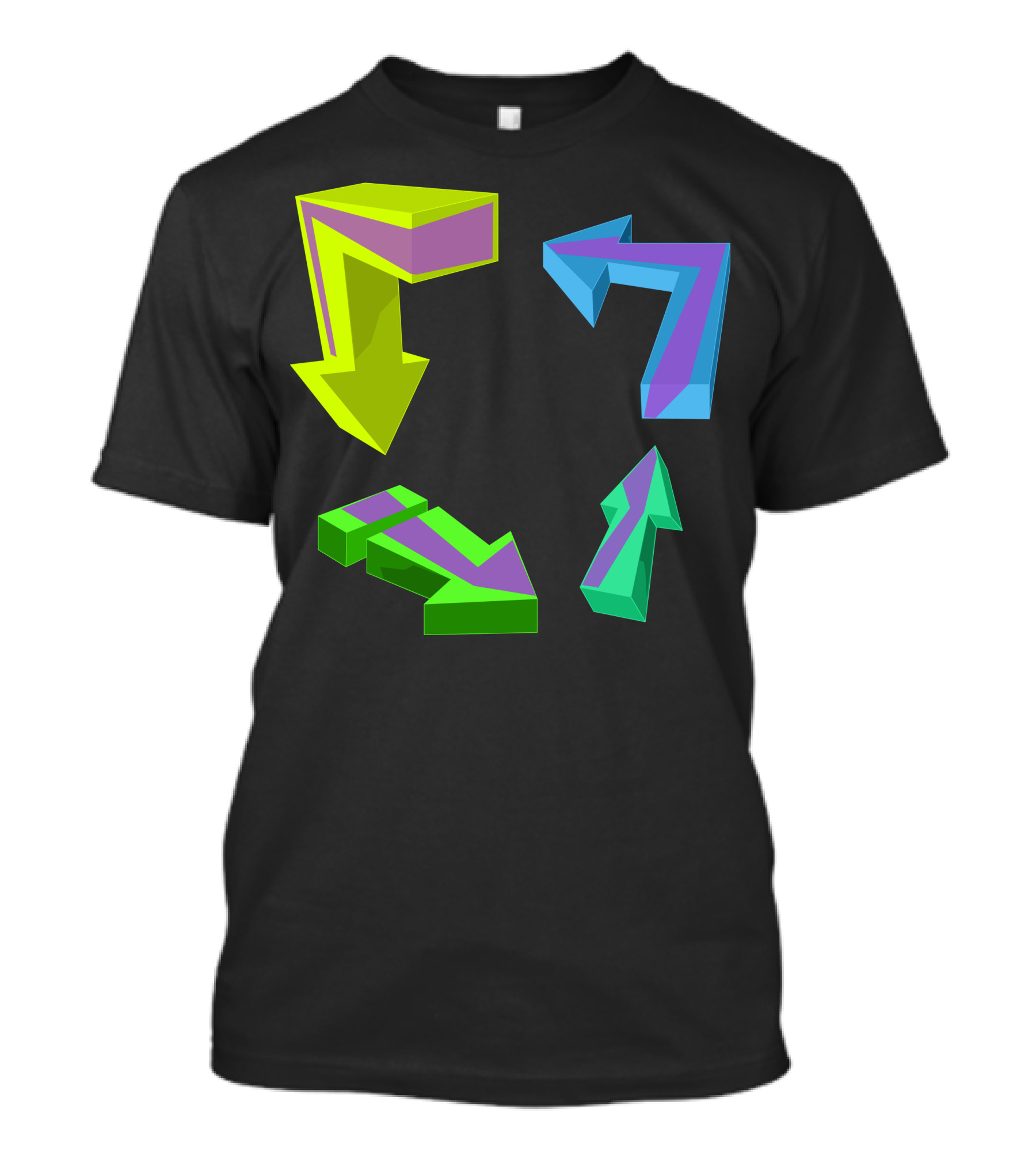 Direction Arrows Multicolored 3D Geometric T-Shirt