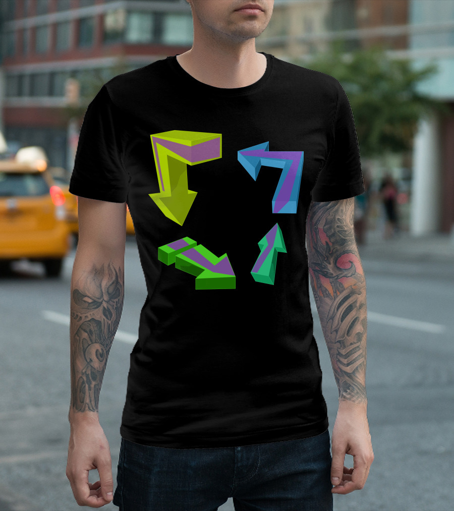 Direction Arrows Multicolored 3D Geometric T-Shirt