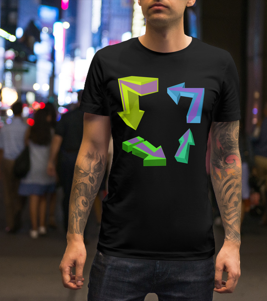 Direction Arrows Multicolored 3D Geometric T-Shirt