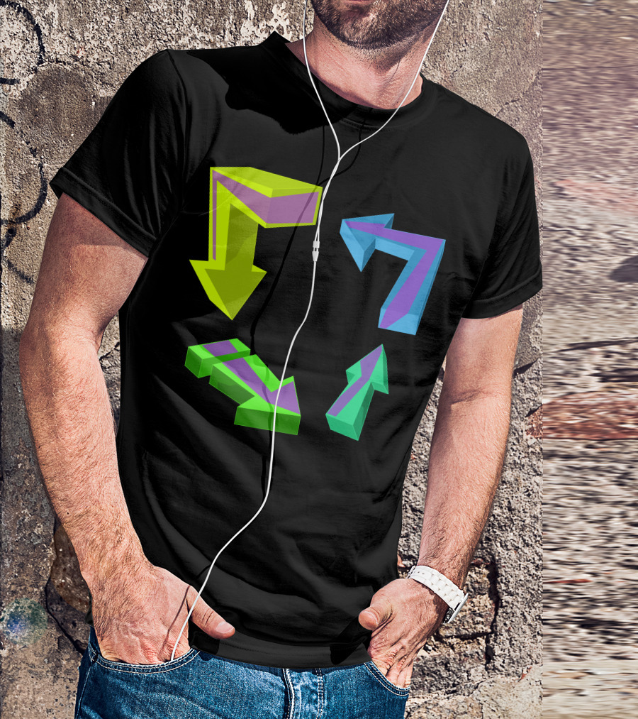 Direction Arrows Multicolored 3D Geometric T-Shirt