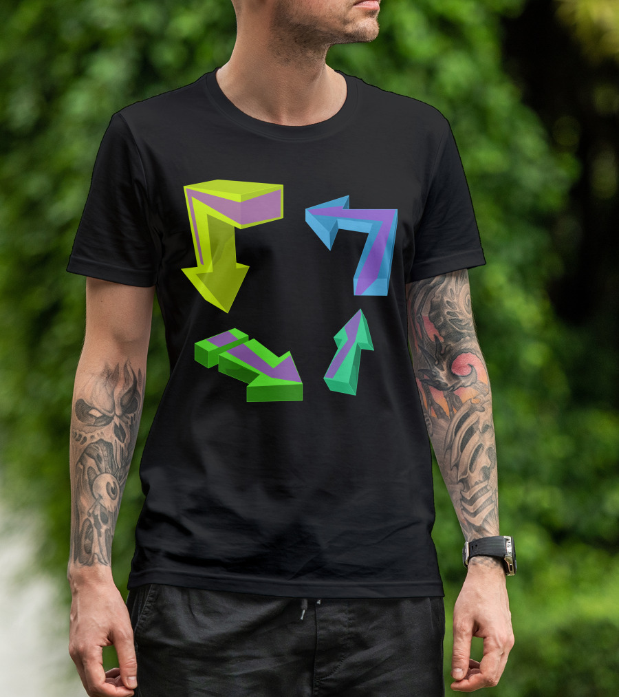 Direction Arrows Multicolored 3D Geometric T-Shirt