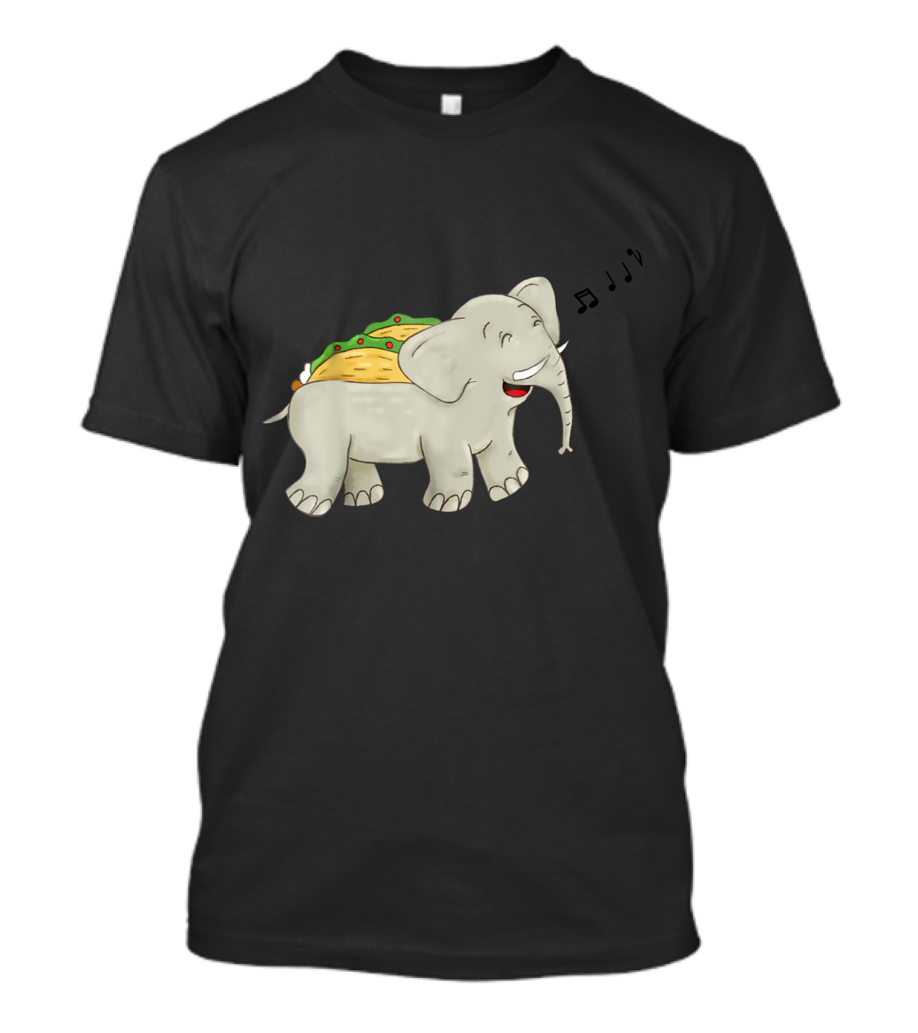 Elephant With Taco And Musical Notes T-Shirt