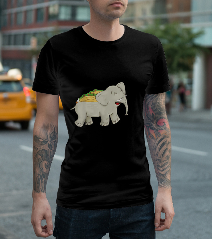 Elephant With Taco And Musical Notes T-Shirt