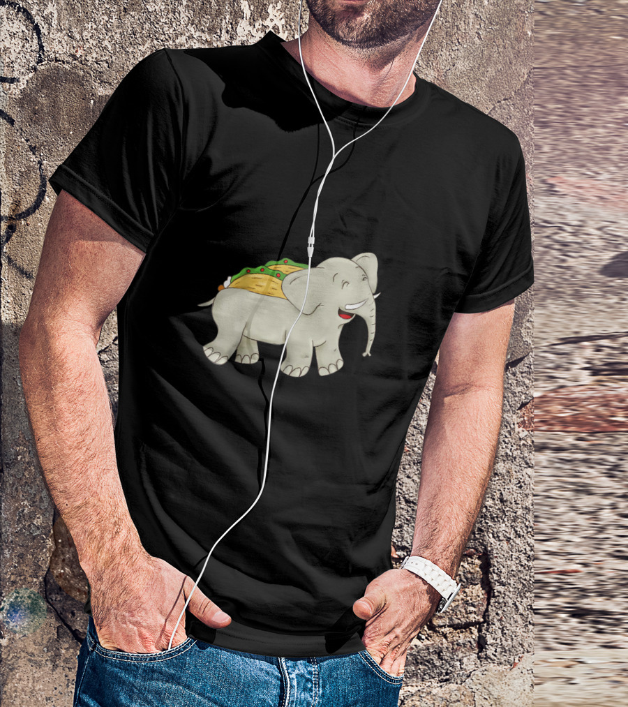 Elephant With Taco And Musical Notes T-Shirt