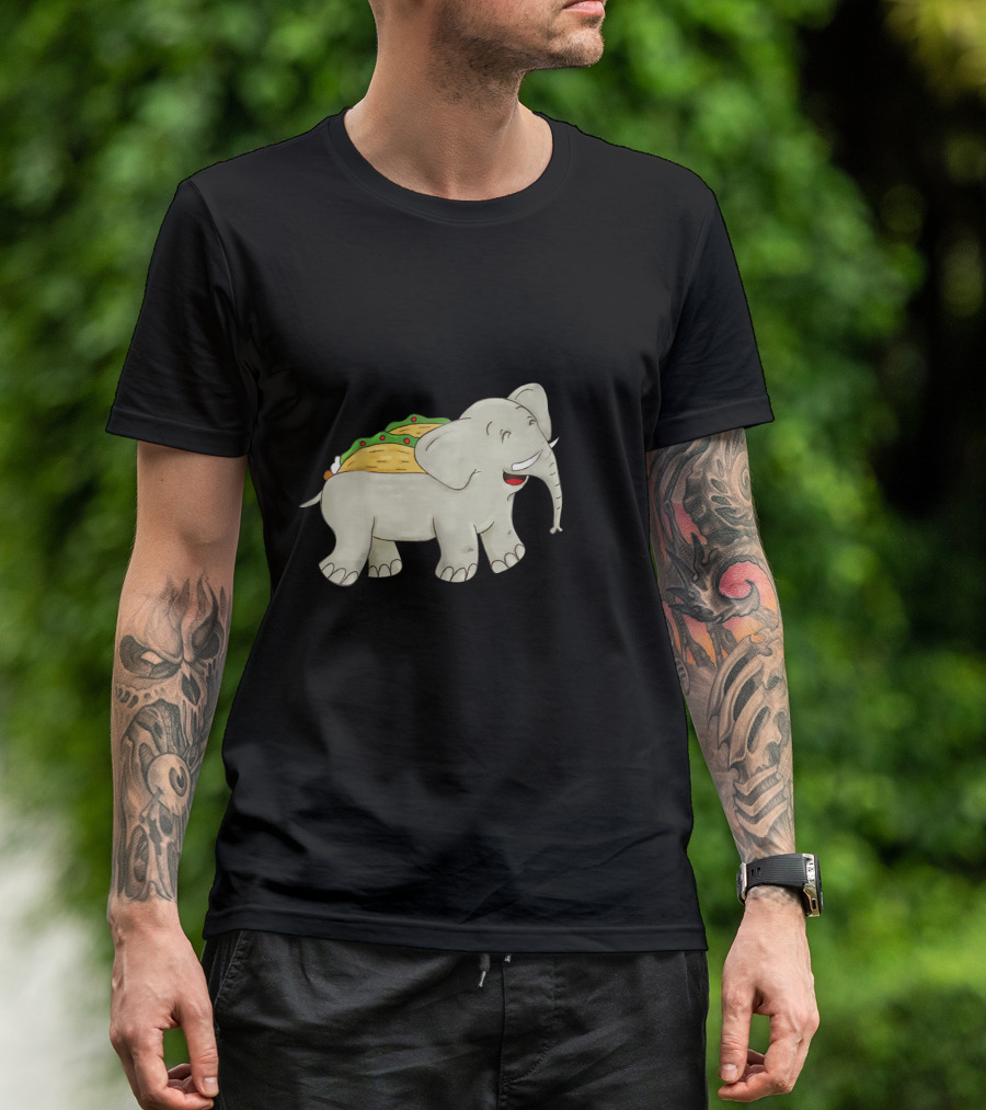 Elephant With Taco And Musical Notes T-Shirt