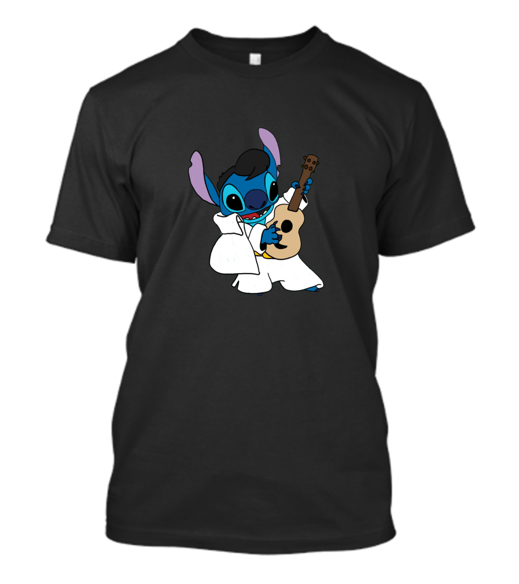 Elvis Stitch Playing Guitar In White Suit T-Shirt