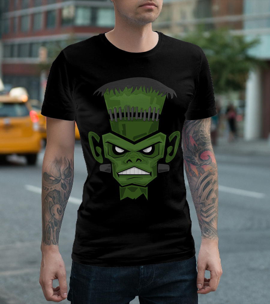 Frankenstein Monster Cartoon Angry Face T-Shirt