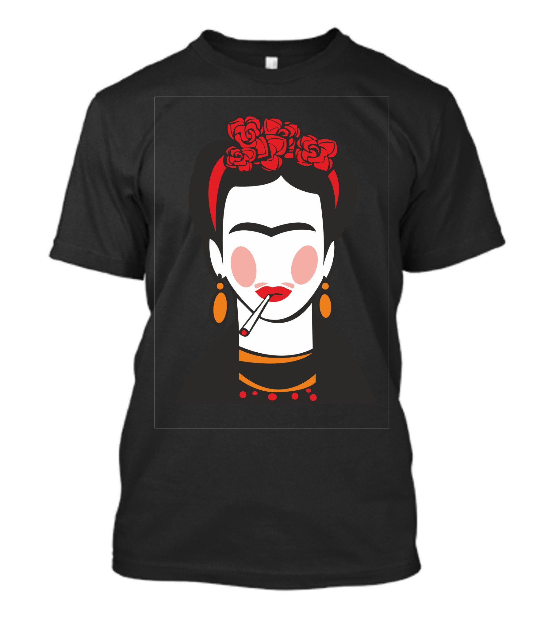 Frida Kahlo Red Roses And Cigarette Iconic T-Shirt