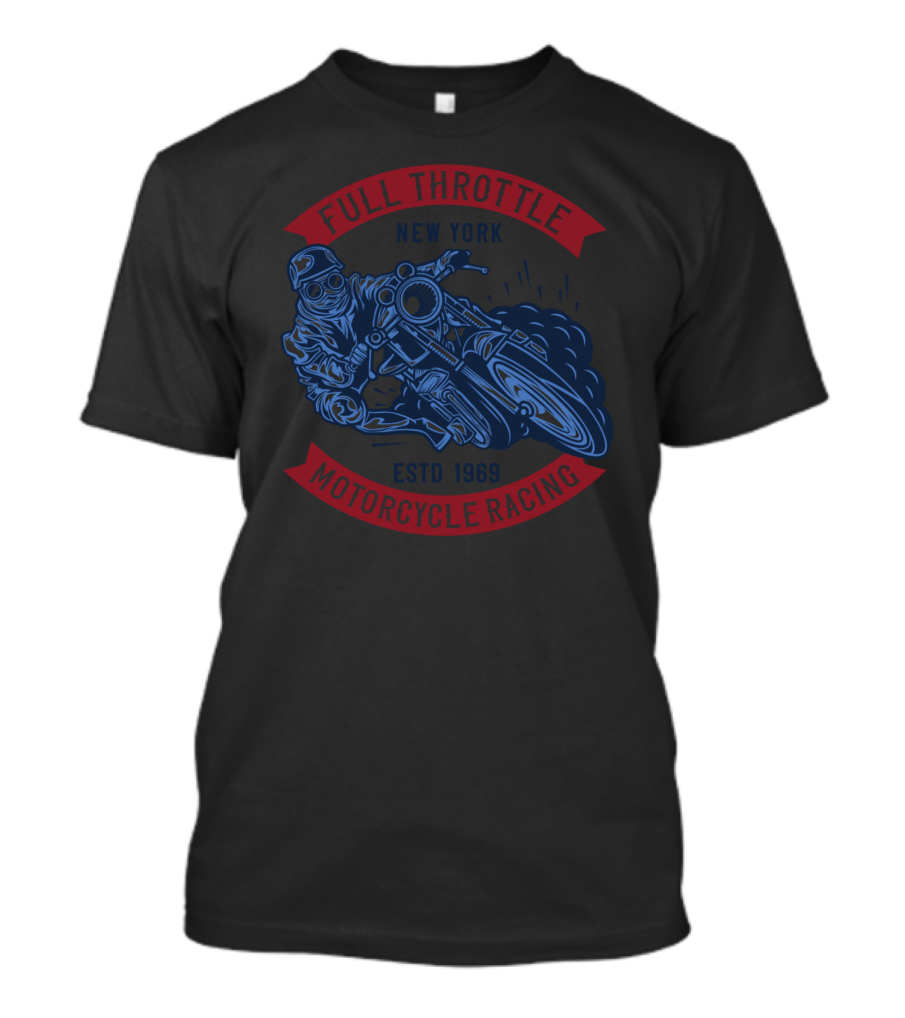 Full Throttle New York Estd 1969 Motorcycle Racing Vintage Biker T-Shirt