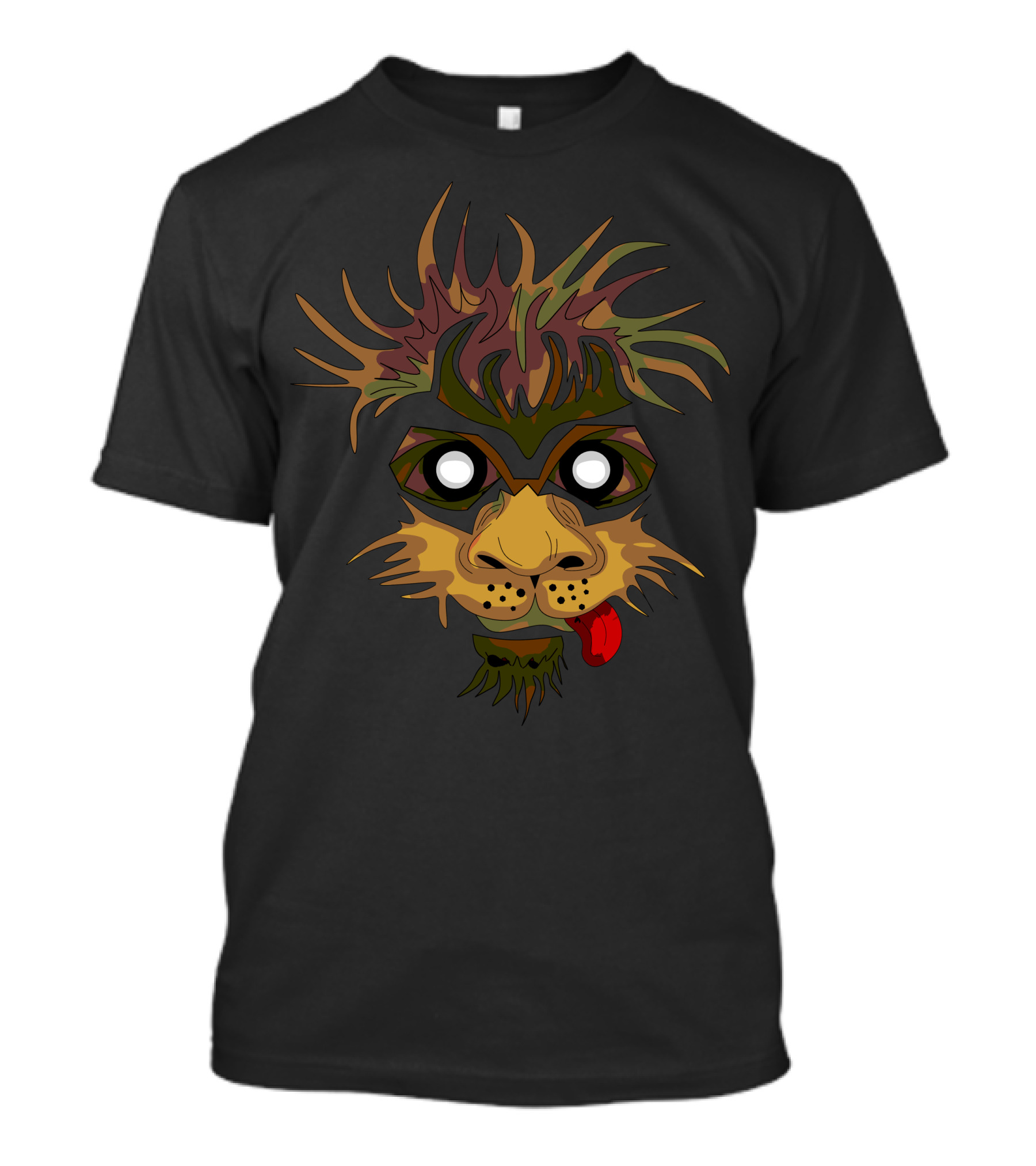 Funny Lion Mask Wild Tongue Face T-Shirt